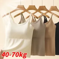 40-70kg Summer Ice Silk Camisole Top with Build-in Bra for Women Back Underwear Fixed Cup One-Piece Slimming Tanks Bra Underwear