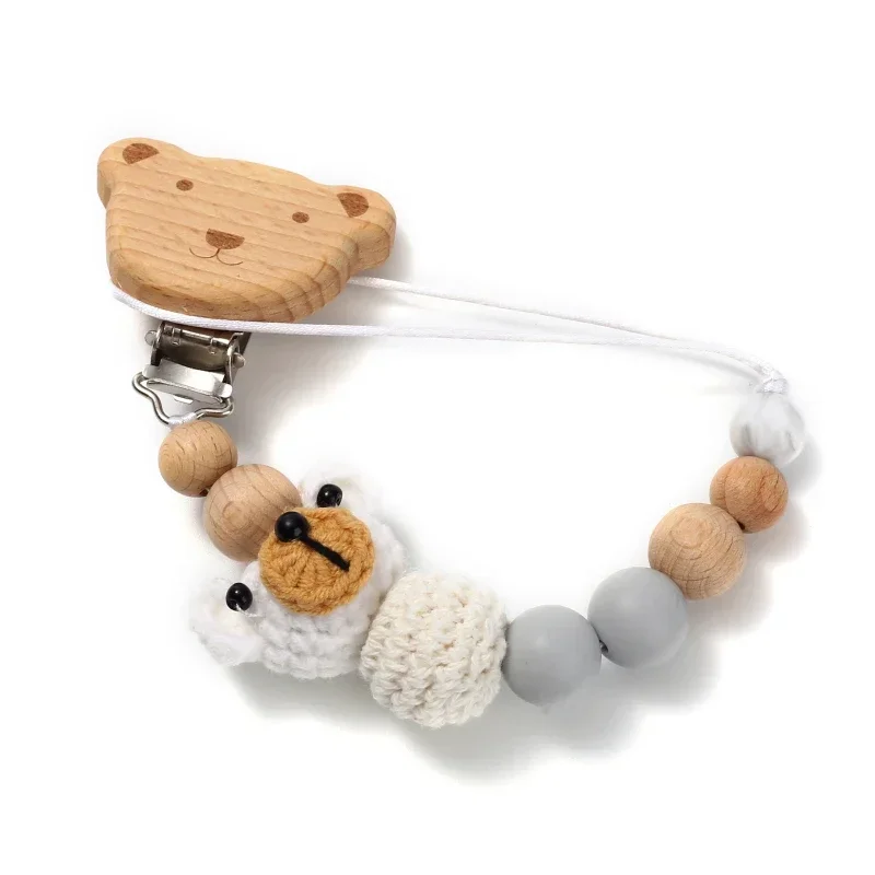 Description Picture 5 of itemBaby Beech Wood Pacifier Clip Cartoon Animal Crochet Beads Silicone Nipple Chain For Teether Nursing Toys Baby Pacifier Chain