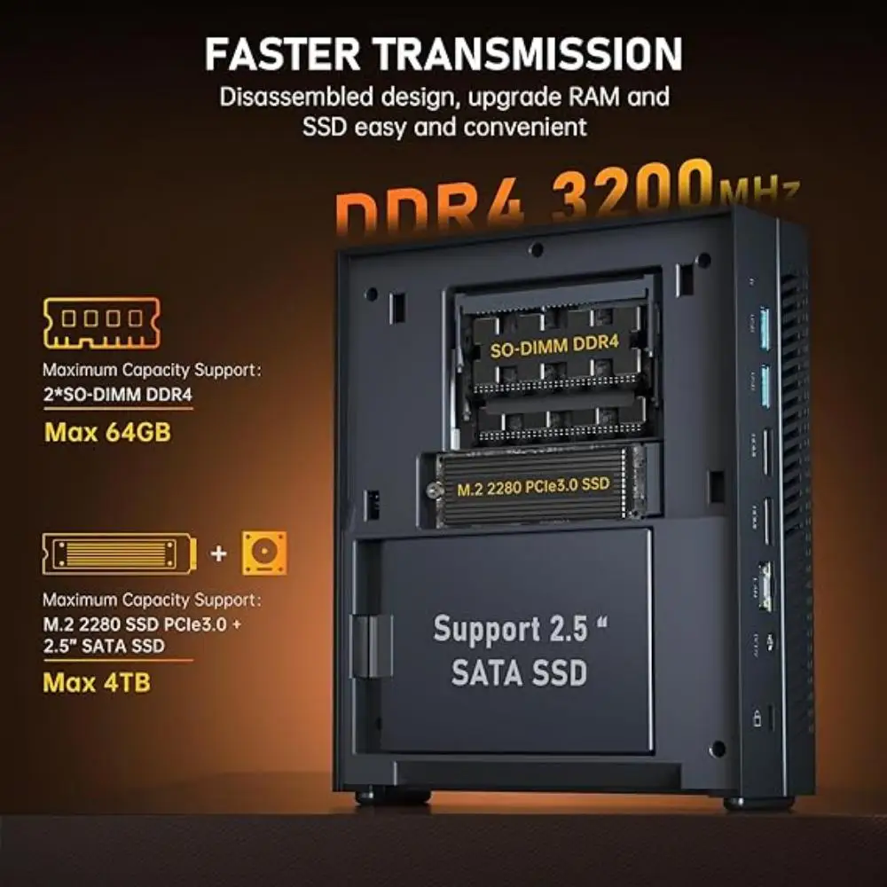 ACEMAGIC 미니 PC, 미니 게임용 컴퓨터, AD15, 인텔 i5-11500B, 16GB DDR4, 512GB, 1TB SSD, 65W TDP, 4K 트리플 디스플레이, WiFi6, BT5.2