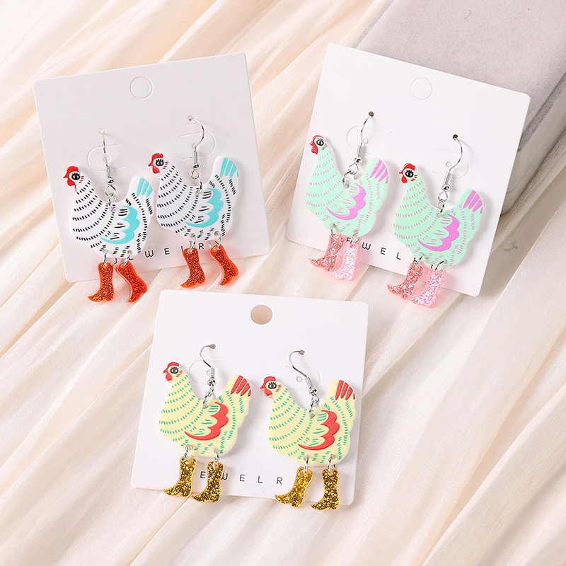 1Pair Chicken Drop Earrings For Woman Birthday Gift