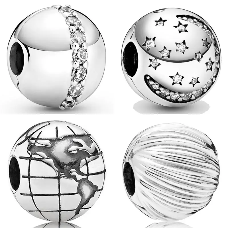 

Original Sparkling Line Night Star Globe Seeds Of Elegance Clip Charm Bead Fit Pan 925 Sterling Silver Bracelet Jewelry