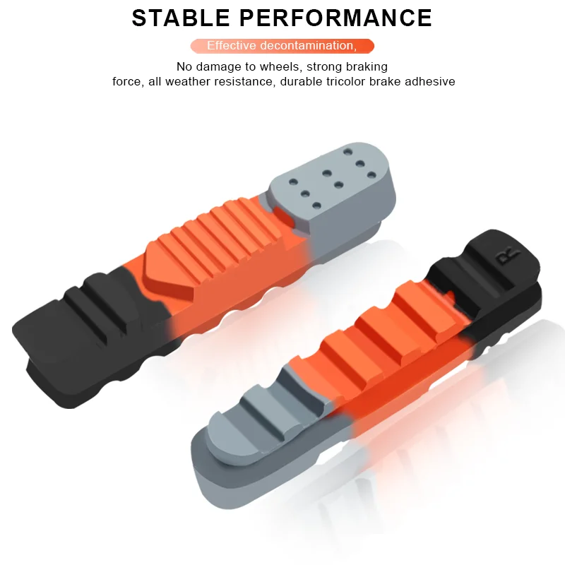 Pastiglie freno per bicicletta Cerchione Tipo cassetto Pastiglia freno a tre colori Sostituzione in gomma Freni per bici da strada C-Brake con trogolo di fango Silenzioso - immagine 3