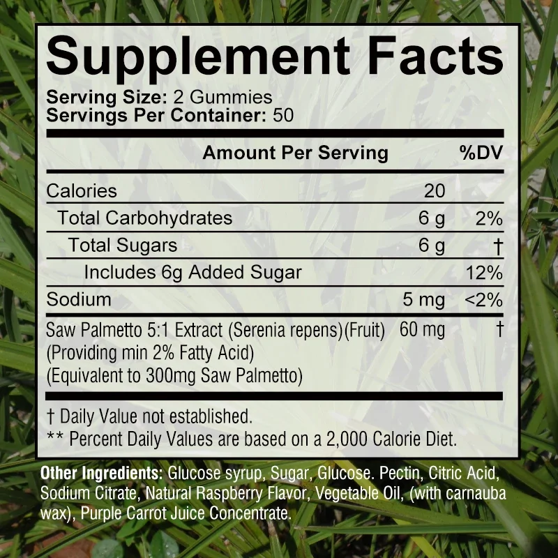 Saw Palmetto Hormone Balance Gummies for Men's Prostate Urinary Tract and Bladder Health Hair Growth