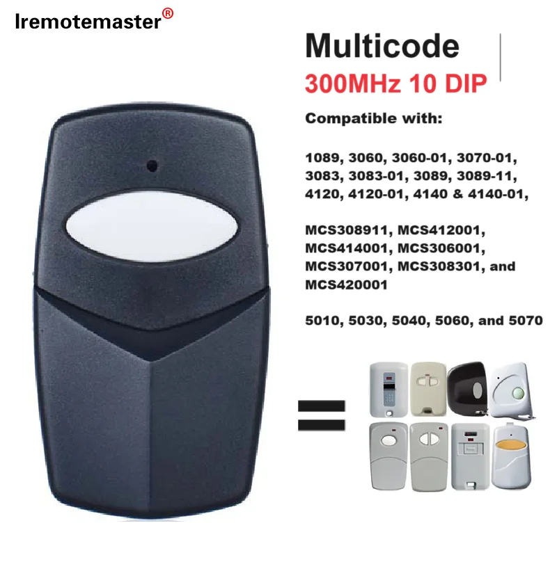 Replacement for Multicode 3089 Garage Gate Door Opener Remote Transmitter 308911,MCS308911,10 dip switch 300mhz,Grey 3