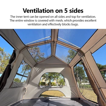 Sonuto Automatic Large Camping Tent 3-8 Person Quick Setup Double Hall Ridge Tent with Canopy for Outdoor Family Adventures 2