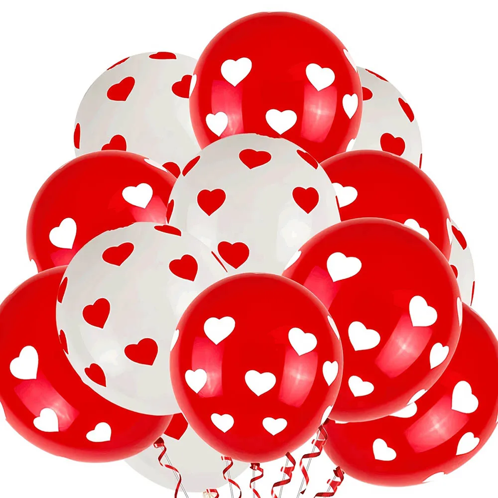 10/30/50 Stück roter und weißer Herz bedruckter Latexballon für Valentinstag, Hochzeit, Verlobung, Geburtstag, Party, Dekoration, Geschenke