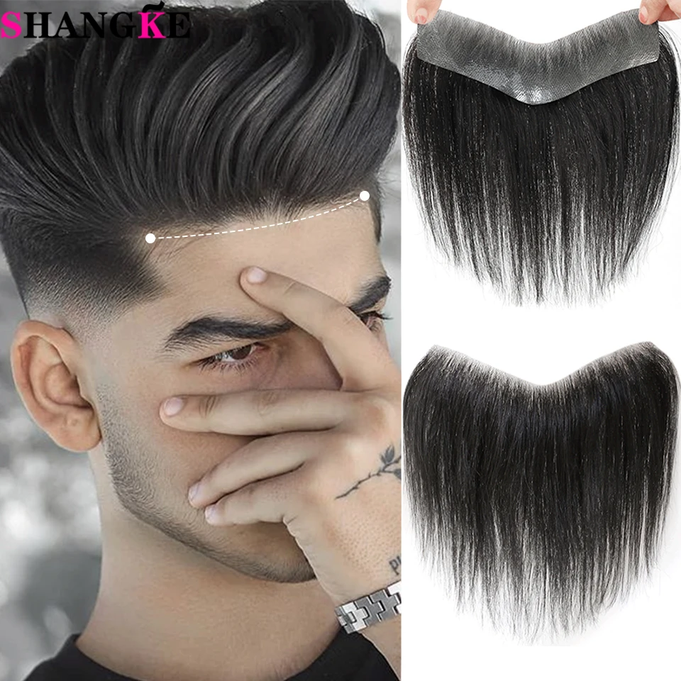 Homem Liso Toupee V Estilo Linha Fina Frontal Para Homens 100