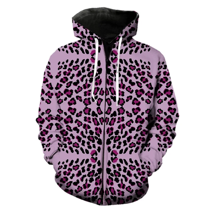 thumbnail image 1 of Sudadera con capucha y cremallera con estampado 3D de leopardo para hombre, estilo Harajuku, con textura de piel de animal, de manga larga, estilo hip hop, 1 of 4
