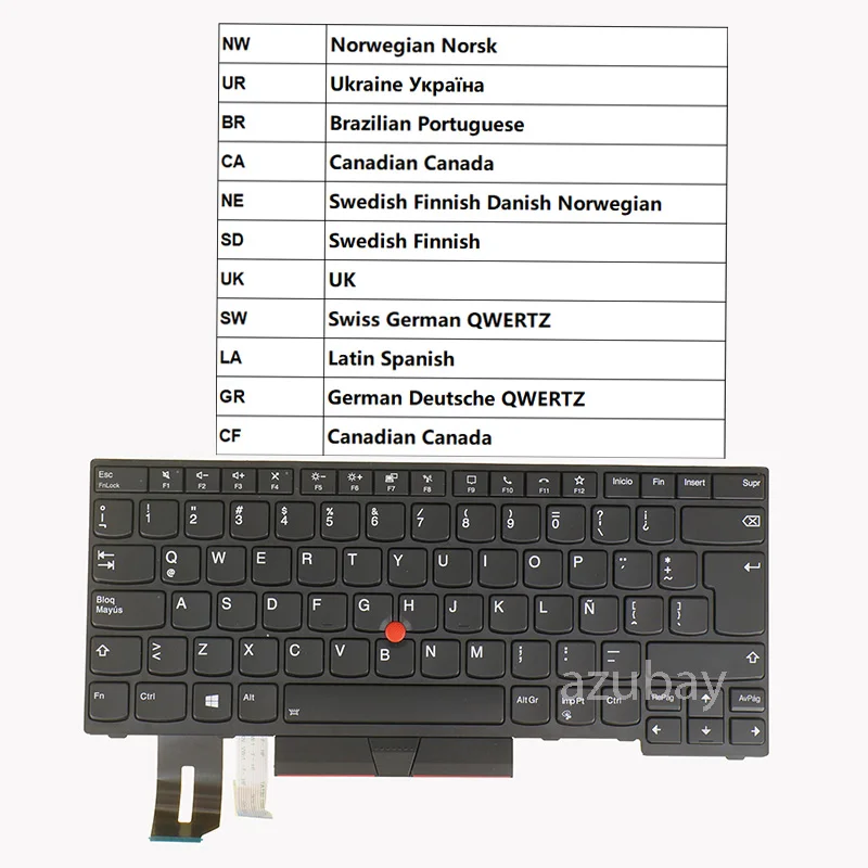 Teclado do Portátil Luminoso para Lenovo Thinkpad L380 Ioga L390 Ioga P43s T480s T490 T495 nw ur br ca ne sd Reino Unido sw la rg fc