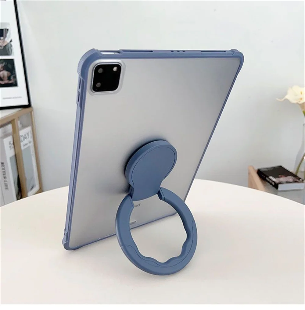 Sleek Matte PC+TPU Tablet Case with Metal Ring Stand