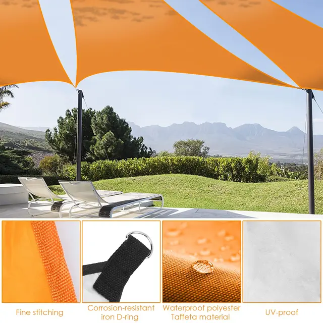 3/4/6M Poliészter Háromszög Homok Árnyék Vitorla Napellenző Uv -Védelem - Image 5