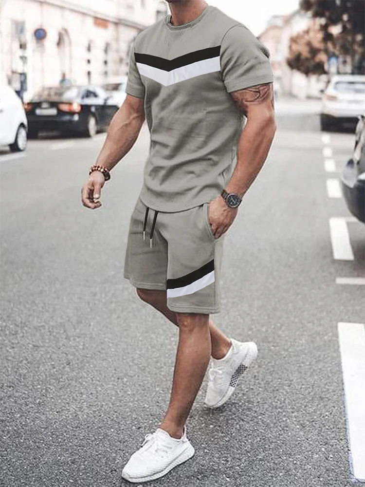 Men's T-shirt Shorts Set Summer Casual Outdoor Sports 3D Printing