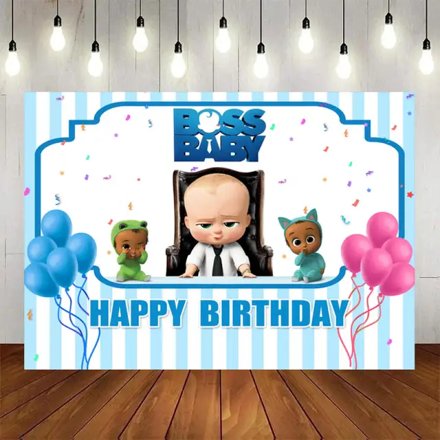 Decoración de fondo de fiesta de cumpleaños con temática de bebé Boss, Fondo de revelación de género para niño o niña, decoración de fondo de fiesta de cumpleaños rosa y azul - Imagen 2