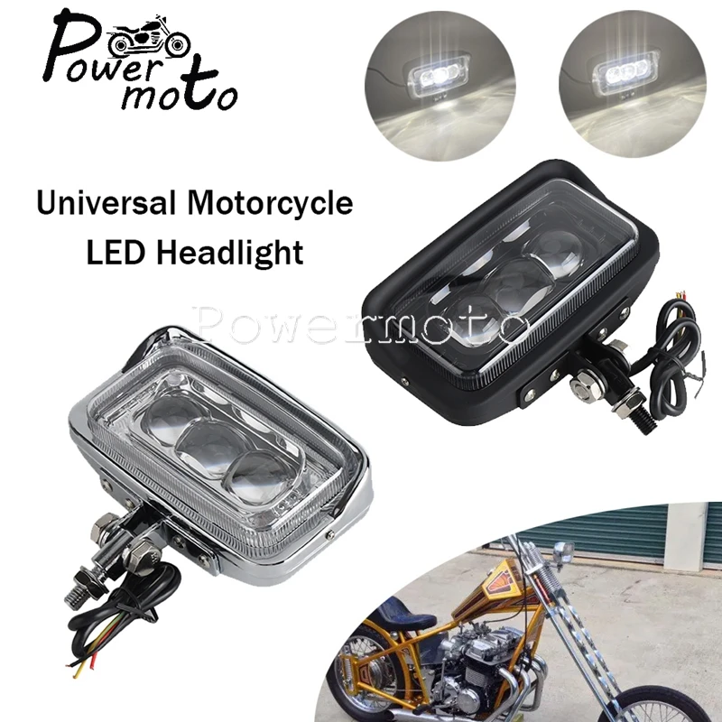 

Universal Motorcycle LED Vintage Rectangle Headlight High/Low Beam Headlamp For Harley Cafe Racer Bobber Touring Honda Custom