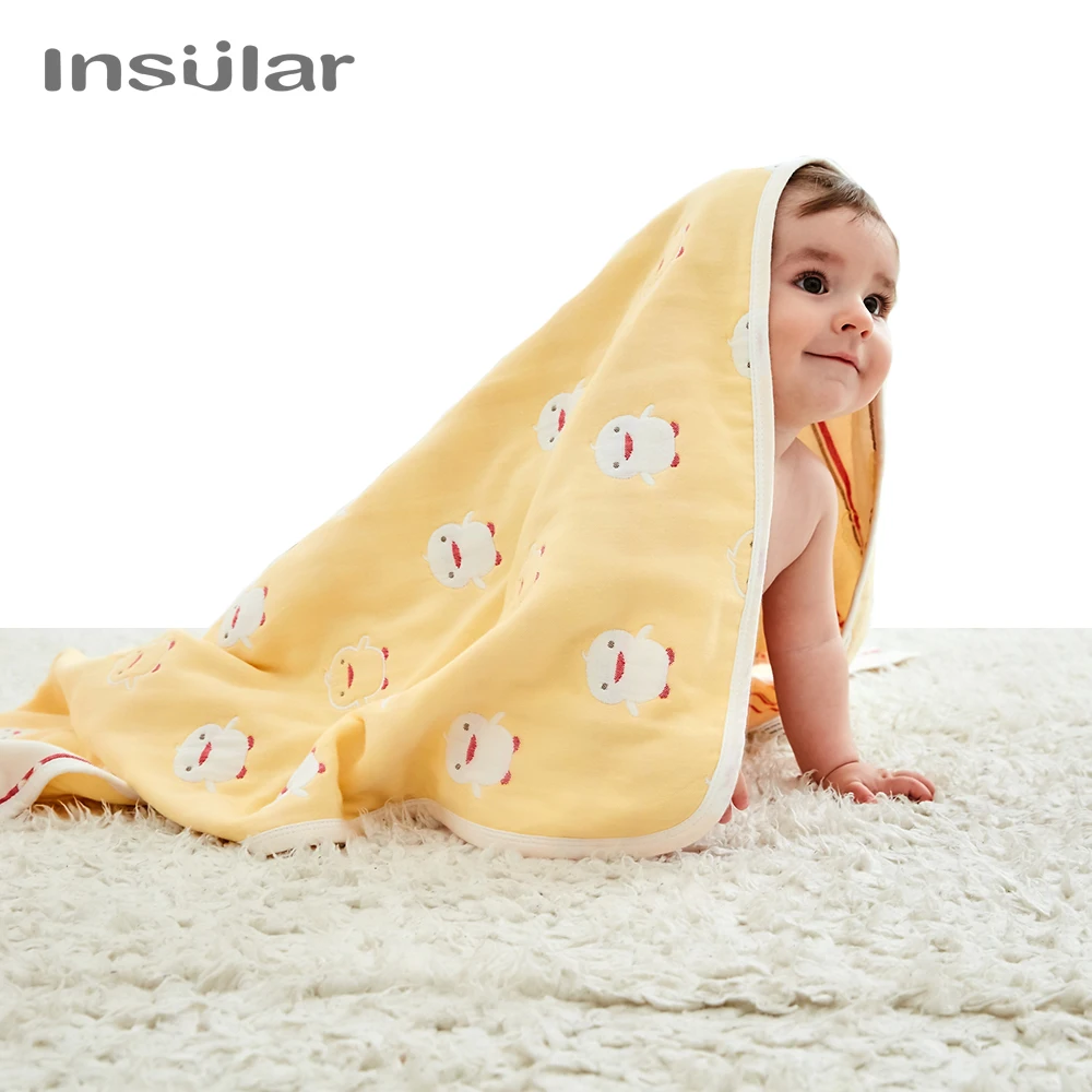 

Insular Baby Blanket 110 CM Muslin Cotton 6 Layers Thick Newborn Swaddling Spring Autumn Baby Swaddle Bedding Receiving Blankets