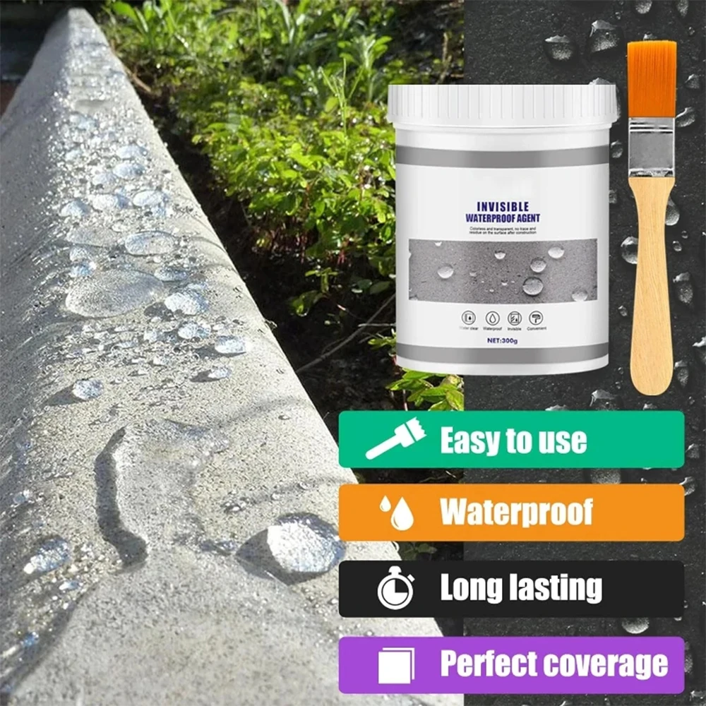 

300g Waterproof Sealing Coating transparent Paste Glue with brush for Roof Bathroom Bathtub