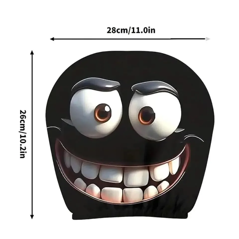 Set of 2 Cartoon Headrest Covers with Eye Design - Festive Car Seat Protector for Halloween and Christmas
