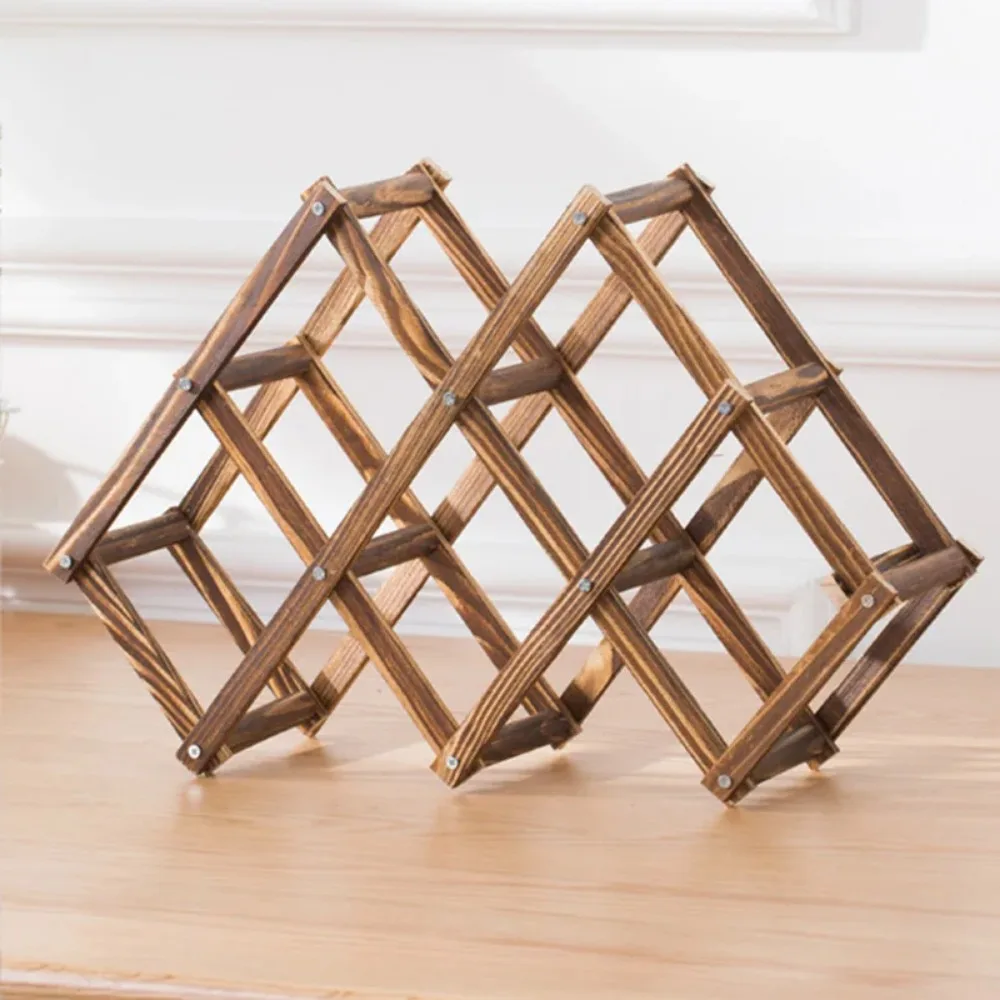 Wooden Wine Rack Creative Collapsible Wines Holders Bar Storage Shelf Organizer Vintage Foldable Red Wine Bottle Display Rack