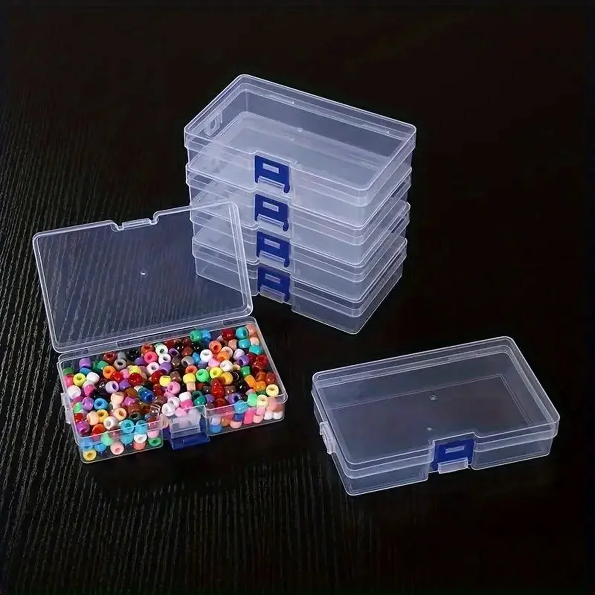 5 Stück transparente abschließbare leere Box, rechteckige Kunststoff-Aufbewahrungsbox, PP-Verpackung, Teilebox, Schreibwaren-Aufbewahrungsbox mit Deckel – Detail 4