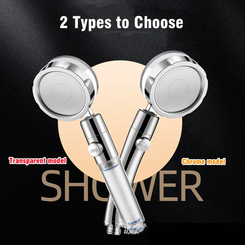Water Saving Shower Head High Preassure Turbo Propeller Flow Showerhead with Fan Built-in Filter Rainfall Bathroom Accessories 3