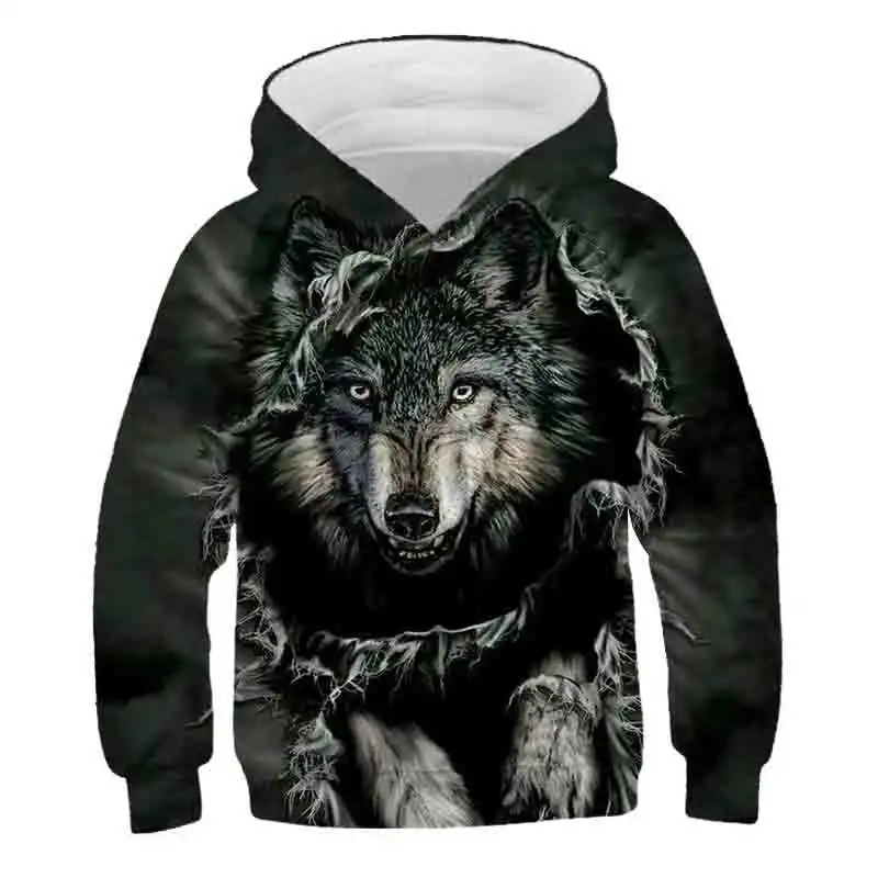Boys 3D Wolf sweater pullover Long Sleeve 3D Print Fall Winter Fashion