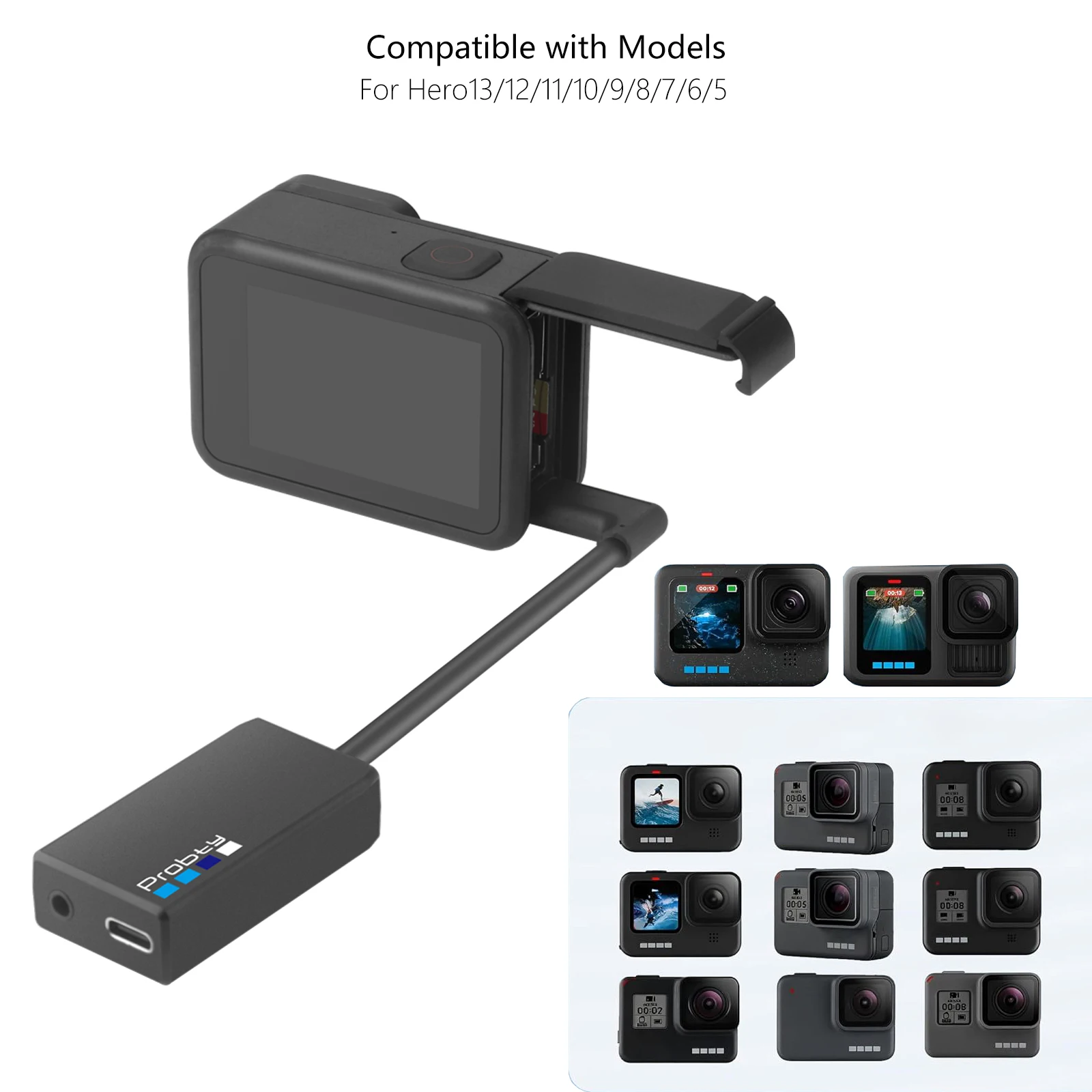 Adaptateur Microphone GoPro Hero 13/12/11/10/9/8/7/6/5 - Qualité Pro