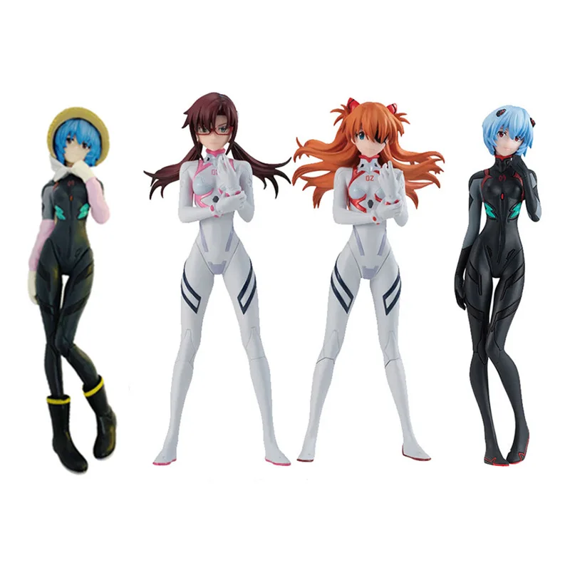 

4Piece NEON GENESIS EVANGELION Asuka Langley Soryu Ayanami Rei Anime Action Figure Model Collection Cartoon toys For friend gift