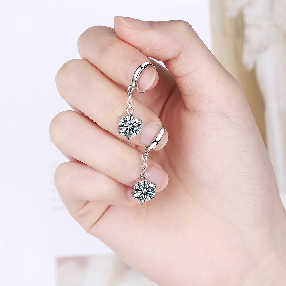 

Genuine 925 Sterling Silver Diamond Earring for Women Aros Mujer Oreja Orecchini Origin Diamond Drop Earrings Females Gemstone