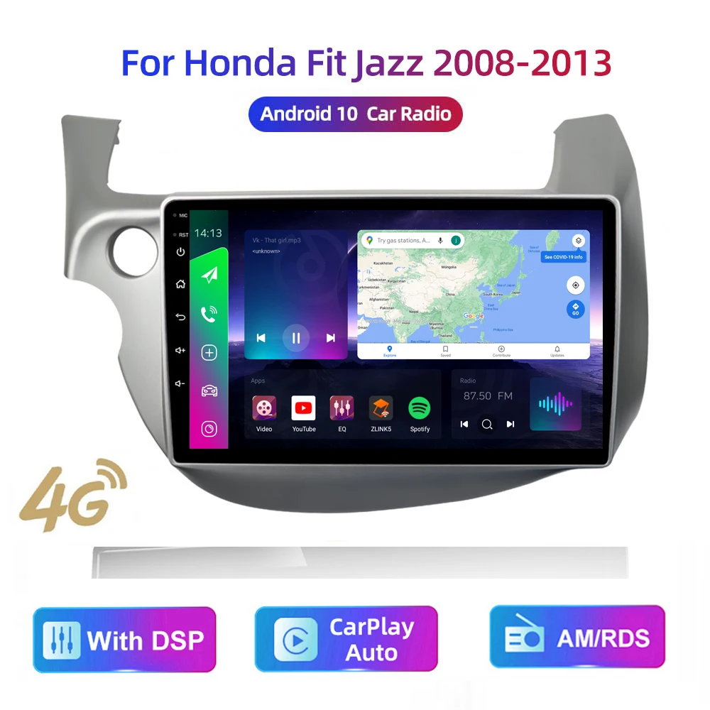 

HD Multimedia for HONDA FIT JAZZ 2007-2013 Car Stereo Radio Android Video GPS Carplay/Auto 4G