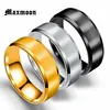 Maxmoon Metal Stainless Steel Wide Rings Sports Male Simple Men Silver Color Jewelry Ring glod Summer Wholesale Business Boy 1