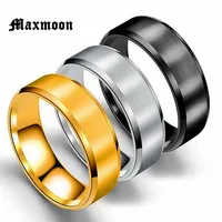 Maxmoon Metal Stainless Steel Wide Rings Sports Male Simple Men Silver Color Jewelry Ring glod Summer Wholesale Business Boy 1