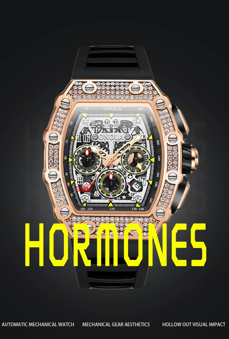 Orologio da uomo con design unico e alla moda, orologio da uomo con nastro impermeabile meccanico completamente automatico ONOLA, orologio da uomo_voghion.com