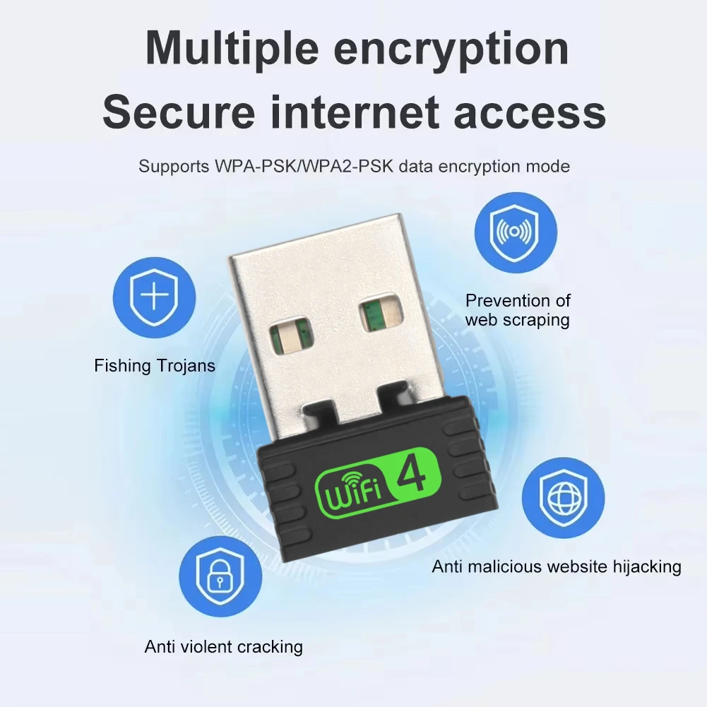KEBIDUMEI 150Mbps USB WiFi 어댑터 2.4GHz 인터넷 카드 무선 네트워크 카드 어댑터 데스크탑 노트북 PC Windows 용 WiFi 동글