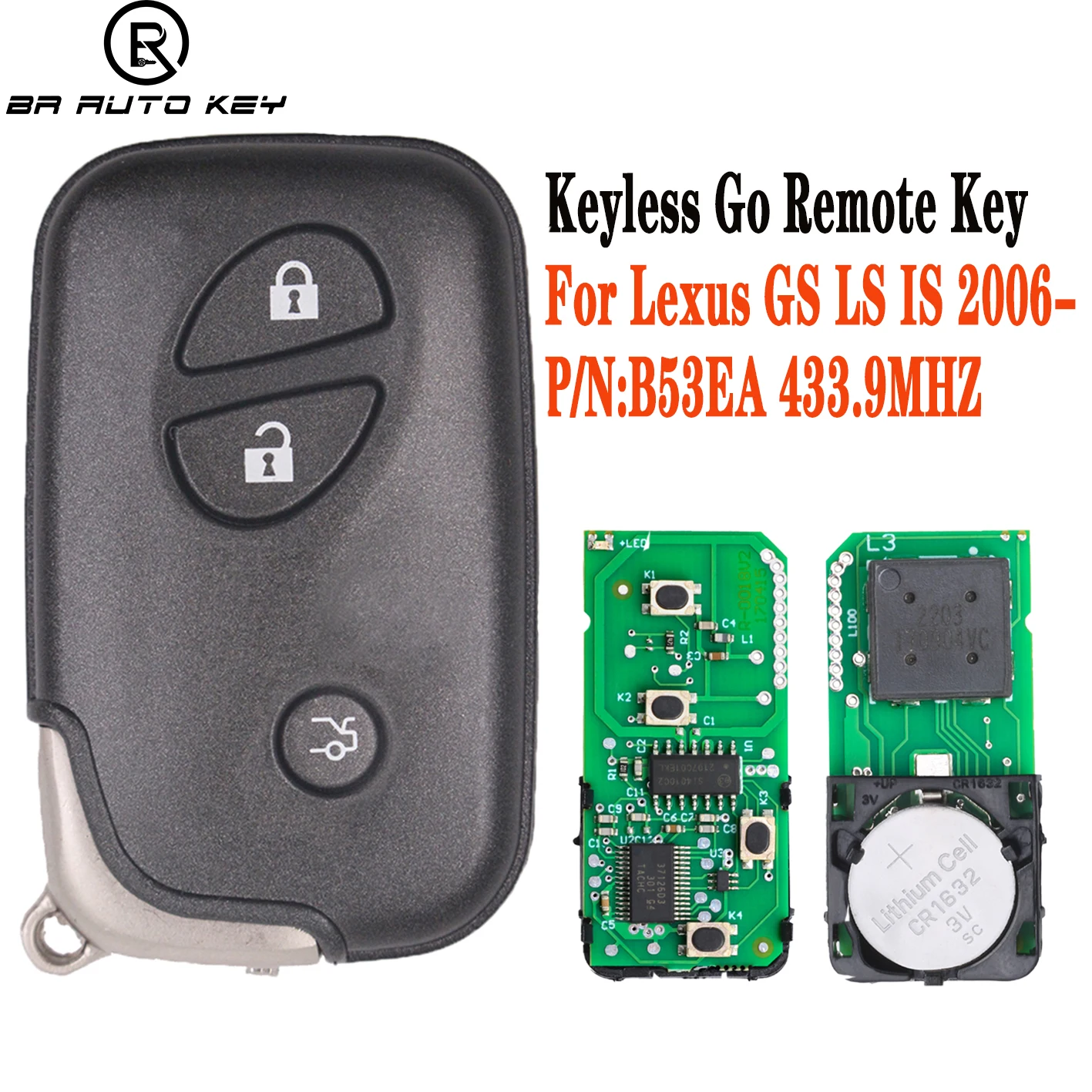 B53EA Keyless Go 3Button Smart Remote Key Fob For Lexus LS460 GS ES 2005-2010 433.9MHz 4D Chip Board:A433 14AAC 89904-30311