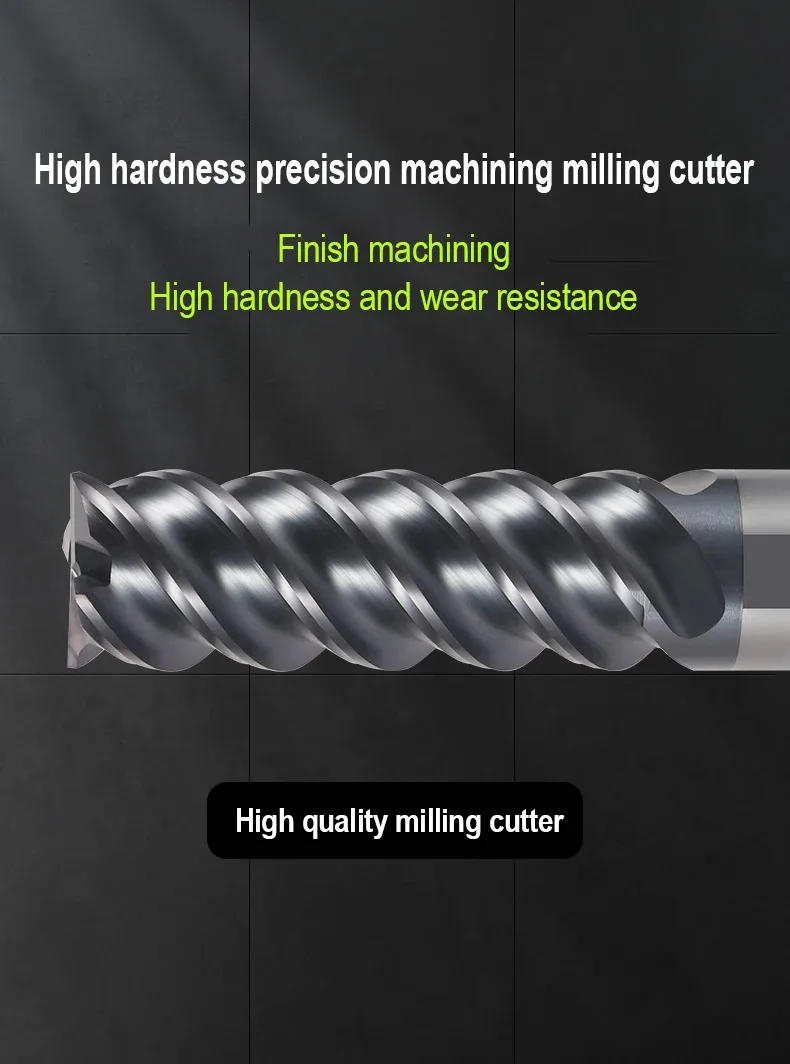 Hrc72 4 Nuten Hartmetall-Schaft fräser 12mm 18 20mm Schaft Metall Stahl Wolfram Fräser CNC-End bearbeitungs fräser – Detail 6