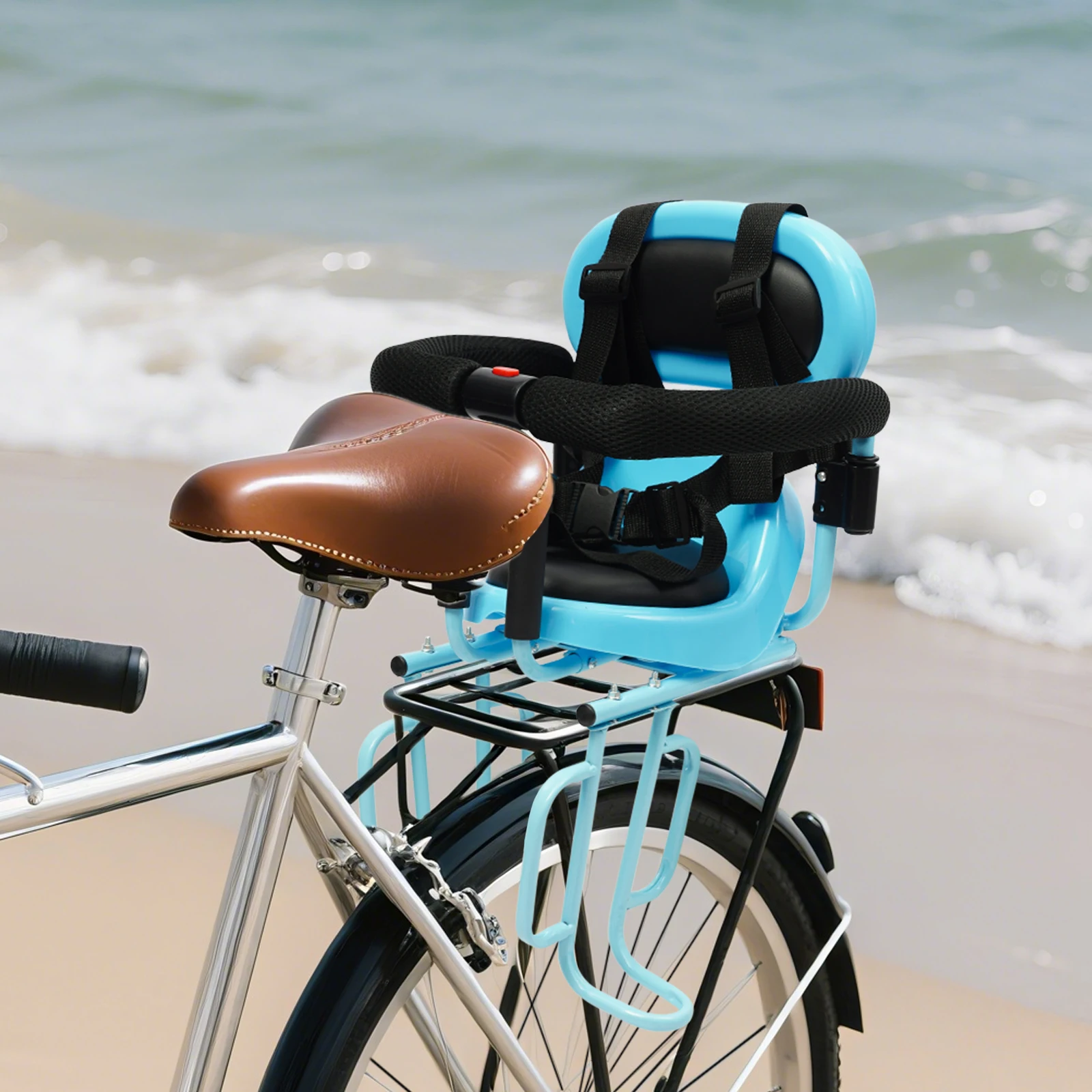 Rear Child Bike Seat Suitable for Children Rear Kids Bicycle Saddle Seat Attachment for Adult Bike with Seat Cushion Red/Blue