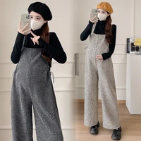 Autumn Maternity Knitting Jumpsuits Good Quality Fashion Long Loose Wide Leg Trousers Pregnant Woman Overalls Straight Rompers 1
