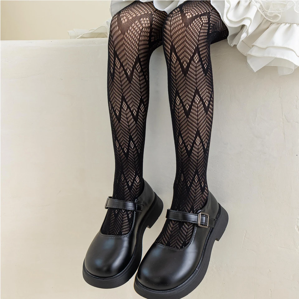 Calze Bianche Bambina Comunione JSTHHTT 4PCS Collant A Rete Per