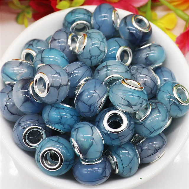 Beads European Big Hole Combo  Alloy Beads Large Hole Mixed - 10pcs Hole  Round Beads - Aliexpress