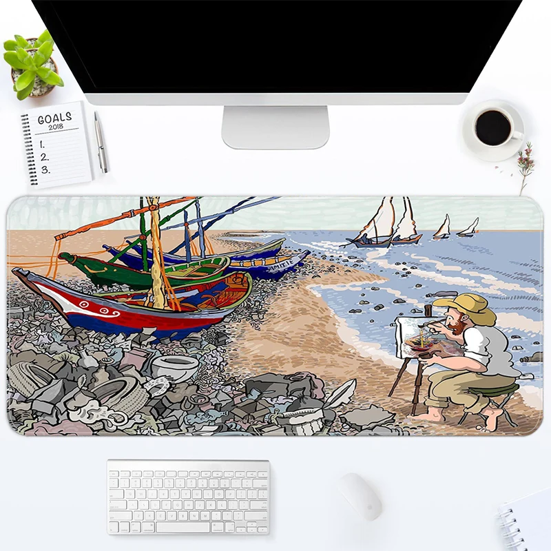 

Aesthetic Mouse Pad Van Gogh Illustration Carpet Gamer Pc Cabinet Keyboard Desk Mat Non-slip HD Mousepad Computer Desks Mats Xxl