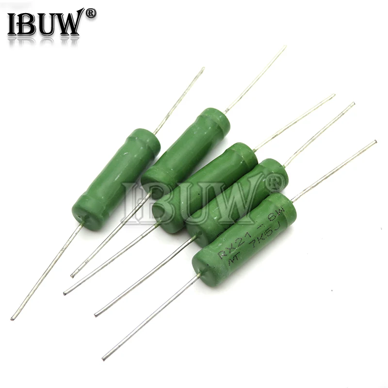 5PCS RX21 6W 10W Wire Wound Resistance 5% 1R 10R 100R 1K 10K 12K 15K 18R 20R 22R 24R 27R 30R 33R 36R 0.01R 0.05R 0.1R 0.12R