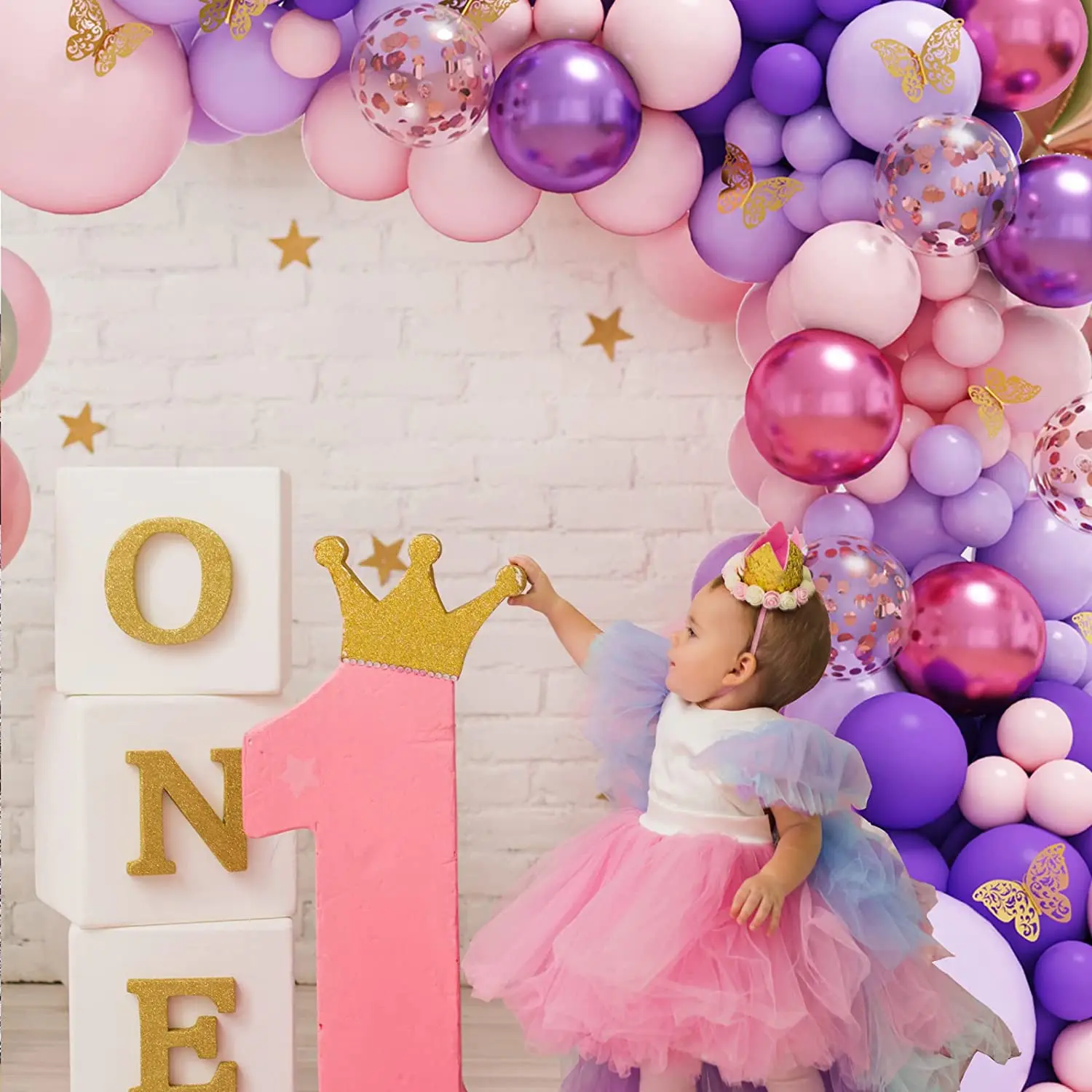 Butterfly Pink Purple Balloon Garland Kit Butterfly for Baby Shower Women Birthday Bachelorette Engagement Party Decorations