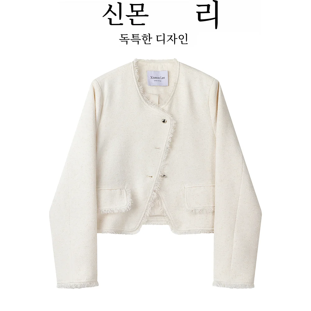 신몬 하이 센스 레트로 타셀 우아한 겉옷 봄 새로운 여성 우아한 올 매치 쇼트 탑