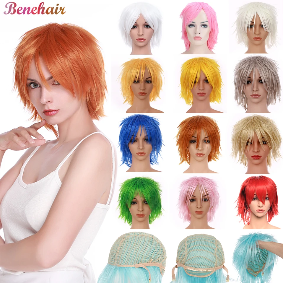 Benihair Synthetic Short Orange Anime Cosplay Wig Christmas Party Wigs