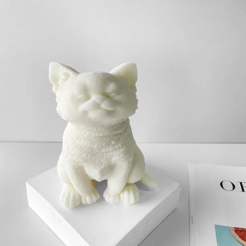 Large Size Kitten Silicone Mold 3D Animal Sitting Cat Aromatherapy