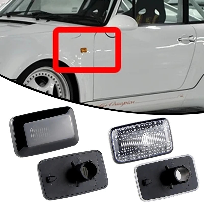 포르쉐 911 964 993 1988-1997 용 2Pcs VW 골프 Mk1MK2 캐디 1986-1992 사이드 마커 라이트 하우징 커버 전구 없음 OEM:161949117