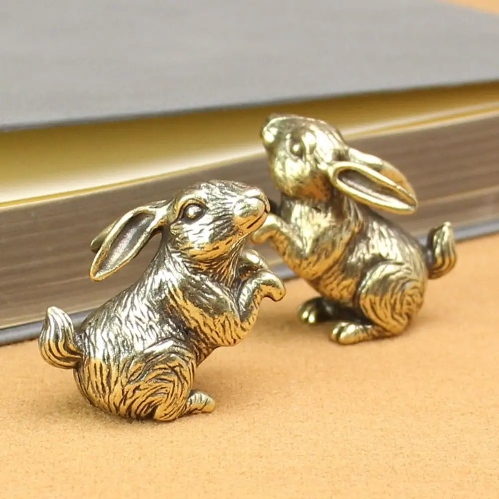 

Chinese New Year Rabbit Figurine Miniature Zodiac Animal Small Statue Desktop Ornament Vintage Home Decoration Crafts Gifts