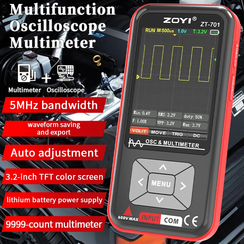 ZOYI ZT701 2in1 Digital Oscilloscope Multimeter 5MHz Bandwidth 48MSa/s Rate PC Waveform Data Storage Portable Signal Generator digital oscilloscope signal generator