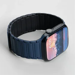 Magnetic Silicone Strap for Smartwatches - Stylish and Durable Design (Deep Blue Black)