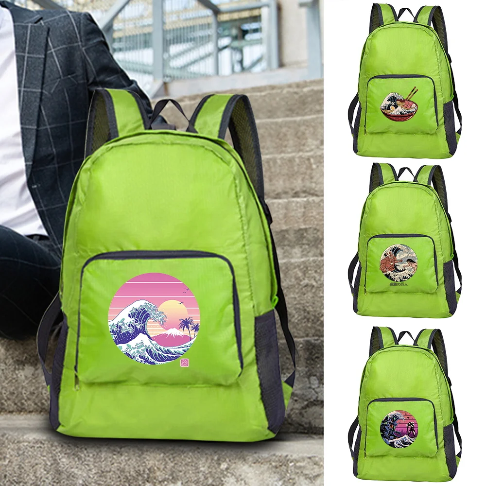 

2023 Lightweight Foldable Backpack Travel Large Capacity Organizer Pack Wave Print Backpacks Hiking Sport Rucksack for Women Men